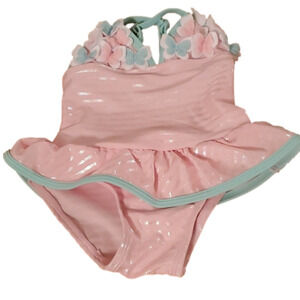 NWT Floatimini Infant Pink Metallic Butterfly One Piece Swim Suit 12M